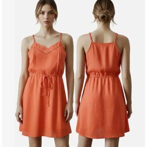 Paper Crane By Anthropologie Women's V-Neck Sleeveless Short Dress Orange Small